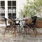 Merrick Lane Mael Set of Four Stacking Thonet Bistro Style Chair with Arms, Textilene Seat, and Bamboo Finished Metal Frame for Indoor/Outdoor Use